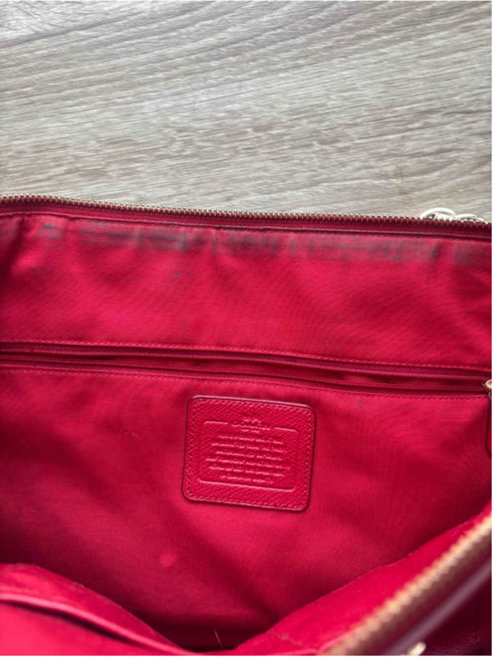 Coach Red Leather Double Strap Hand Bag Tote Bag Classic Career Luxury - Picture 6 of 11